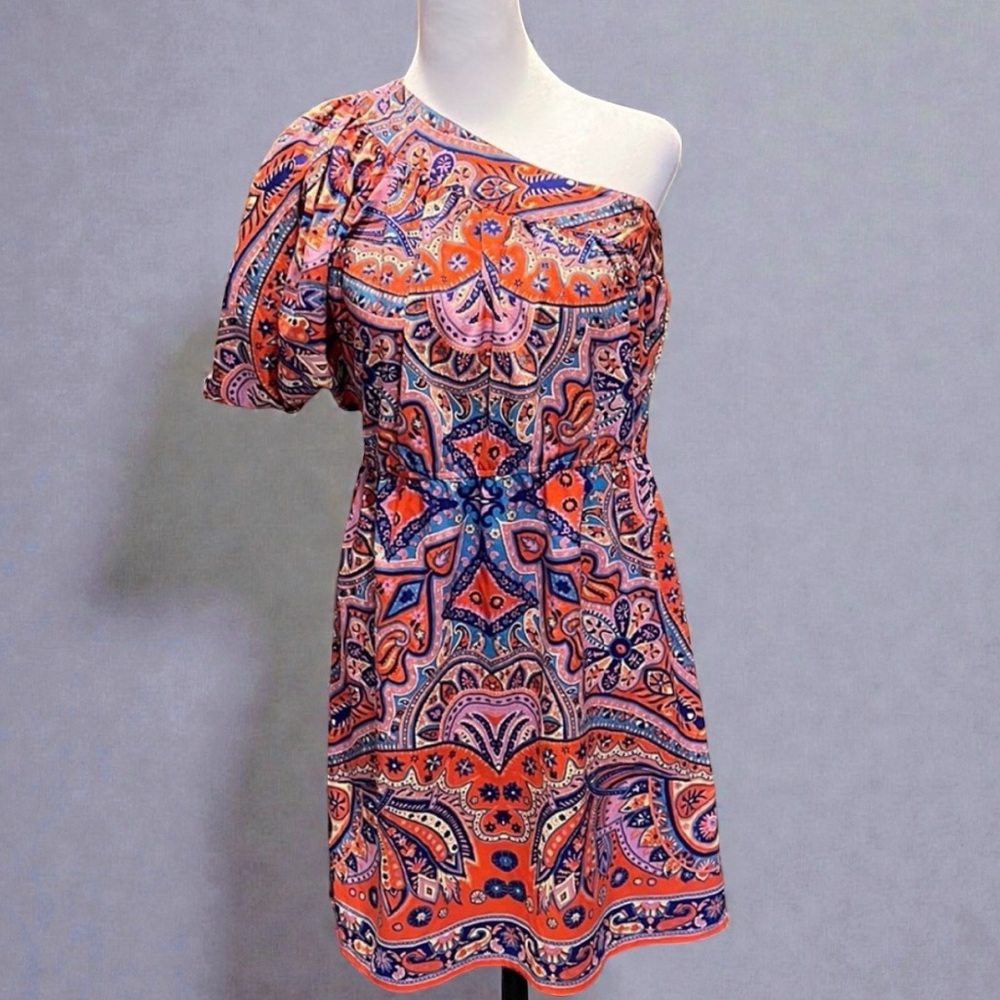 Angie multicolored one shoulder dress size XS